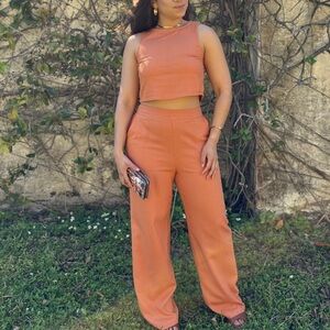 Women's Orange Sleeveless Jumpsuit